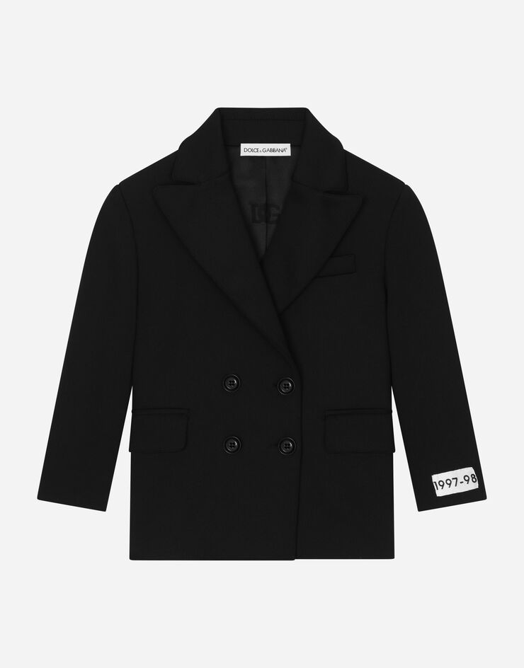 Dolce & Gabbana Zweireihige Jacke aus Funktionsjersey Schwarz L51J76FUUBD