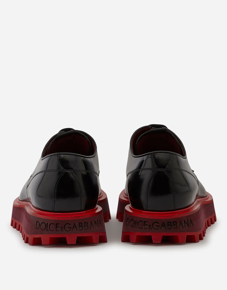 Dolce & Gabbana DERBY IN ANTIK CALFSKIN WITH EXTRA LIGHTWEIGHT TWO-TONE BOTTOM NERO/ROSSO A10513AJ808
