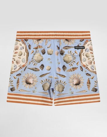 Dolce & Gabbana Bañador bóxer medio de tela con estampado de conchas Multicolor L1J850ON08L