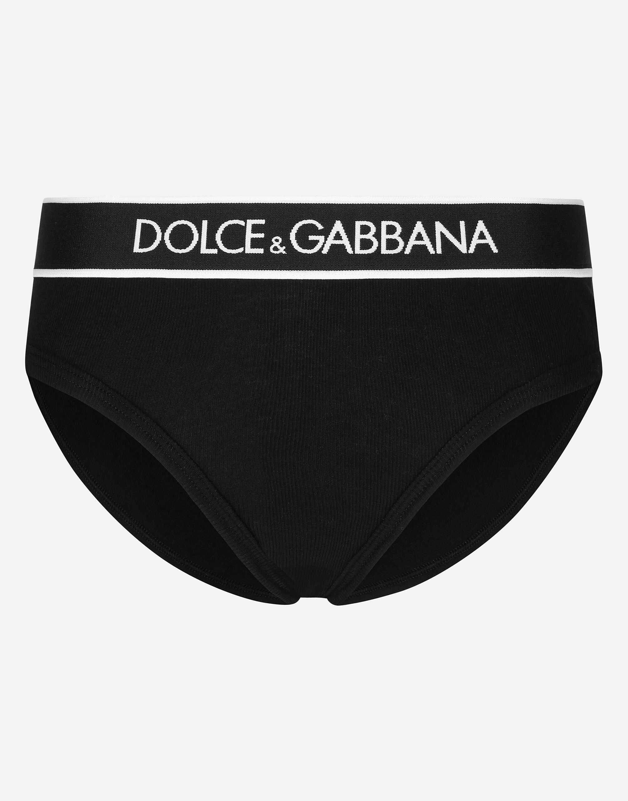 Dolce & Gabbana Fine-rib jersey Brazilian briefs with branded elastic Black O3C07TFUAD8