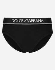 Dolce & Gabbana Fine-rib jersey Brazilian briefs with branded elastic Black O3C07TFUAD8