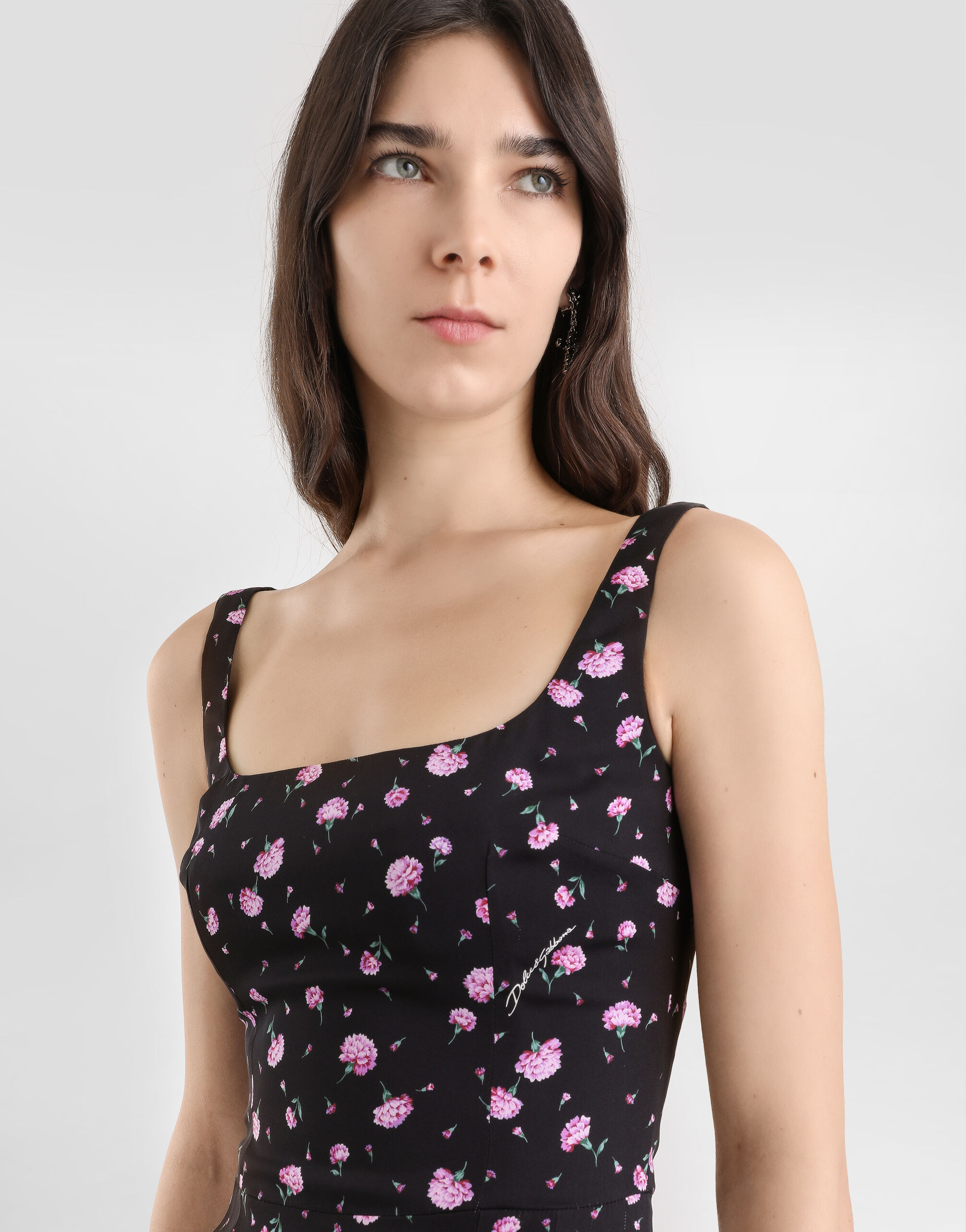 Carnations-print sheath dress in Multicolor for Women