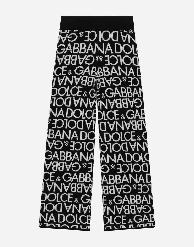 Dolce&Gabbana Knit pants with all-over jacquard logo Multicolor L5KP07JCVM3