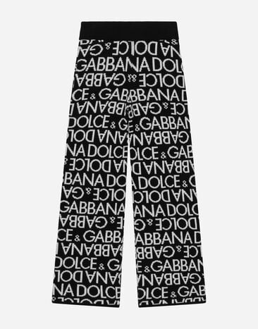 Dolce&Gabbana Pantalone in maglia con logo jacquard allover White L5JTKTG7J7W