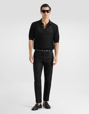 Dolce & Gabbana Polo shirt in perforated cotton Dolce & Gabbana Polo shirt in perforated cotton Black GXZ02TJBCJW