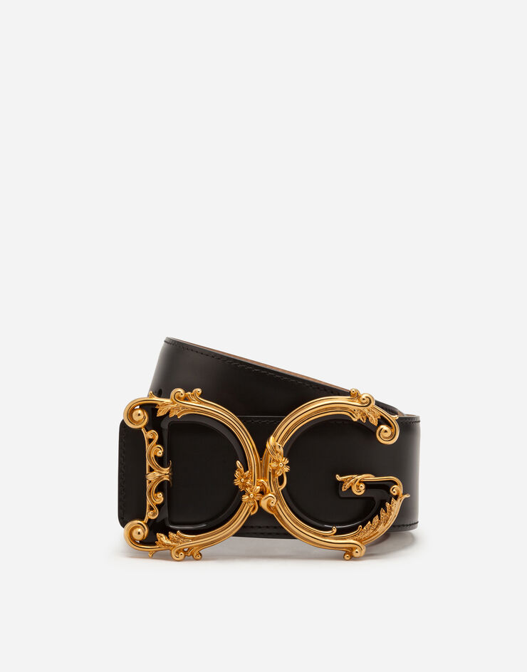 Dolce & Gabbana DG BAROCCO 徽标鞍皮腰带 黑 BE1336AX095