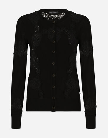Dolce & Gabbana Cashmere and silk cardigan with lace inlay Print FXX31TJBSJF