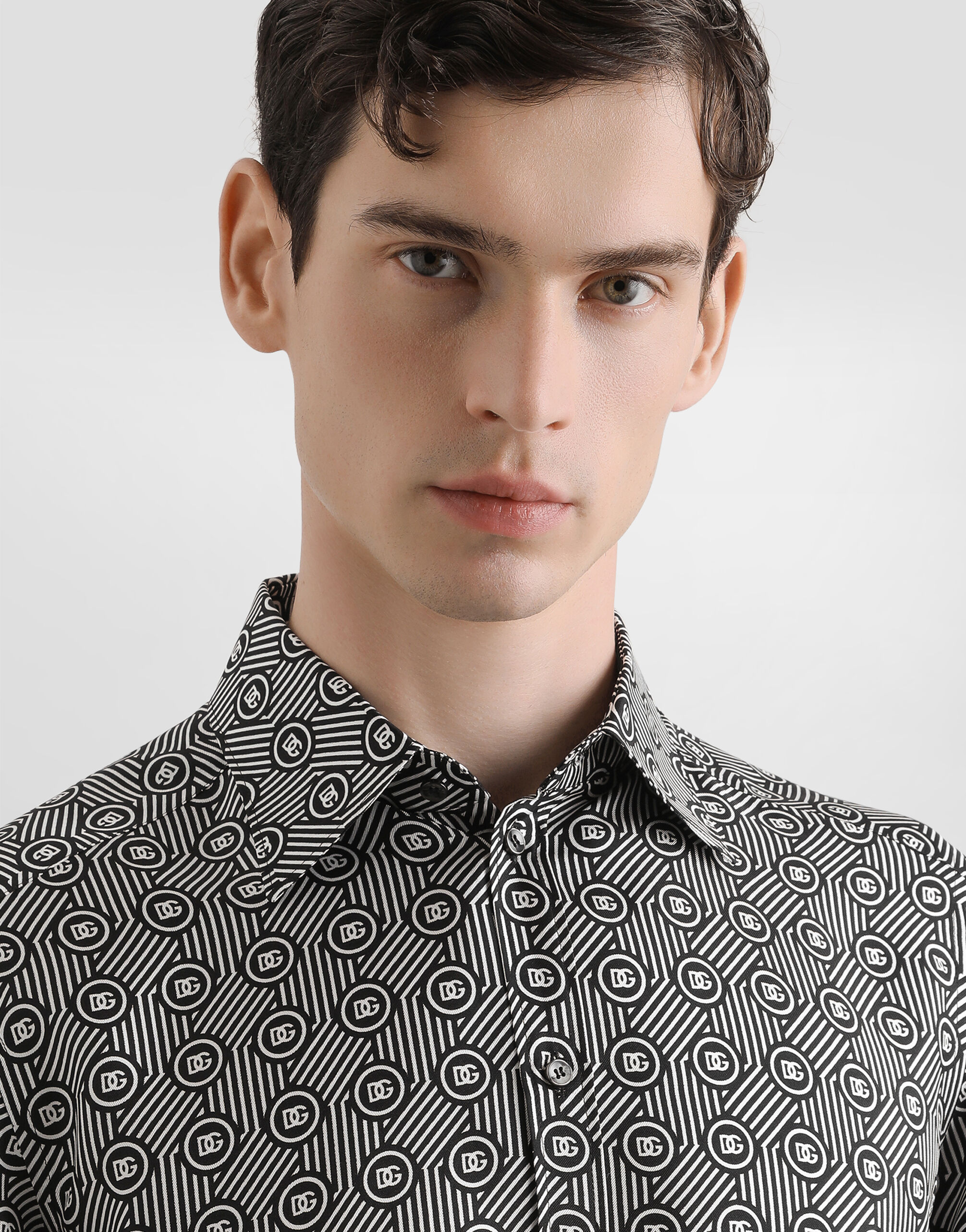 Printのメンズ Printed silk twill martini shirt | Dolce&Gabbana®