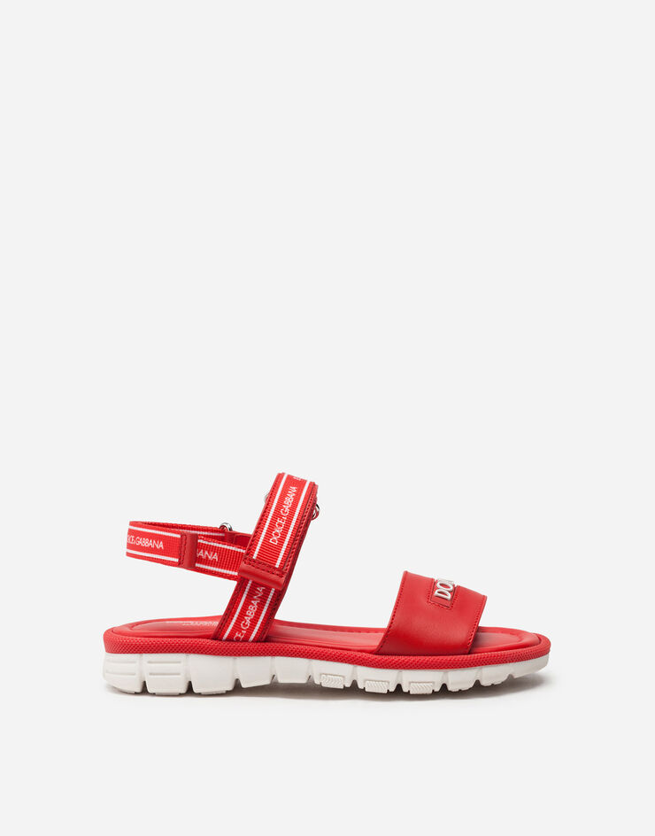 Dolce & Gabbana Beachwear sandals in calfskin with ribbon logo レッド/ホワイト DA0789AX183
