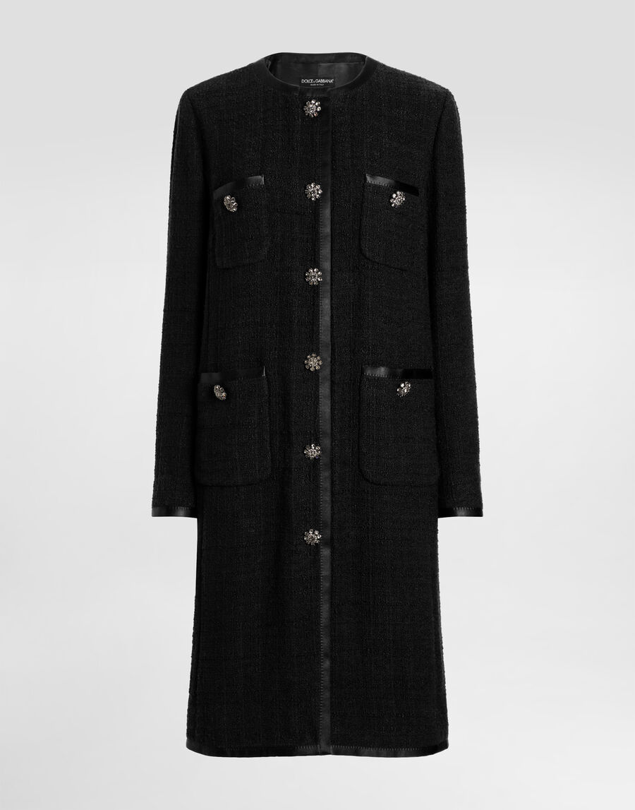 Single-breasted raschel tweed coat