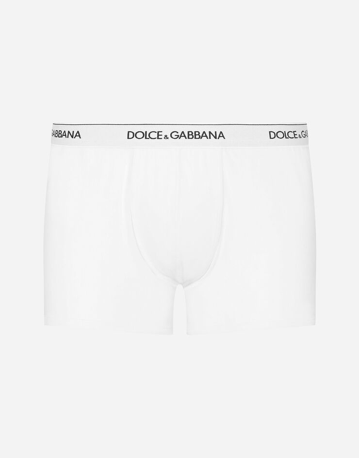 Dolce & Gabbana Pack de deux boxers classiques en coton stretch Blanc M9C07JONN95