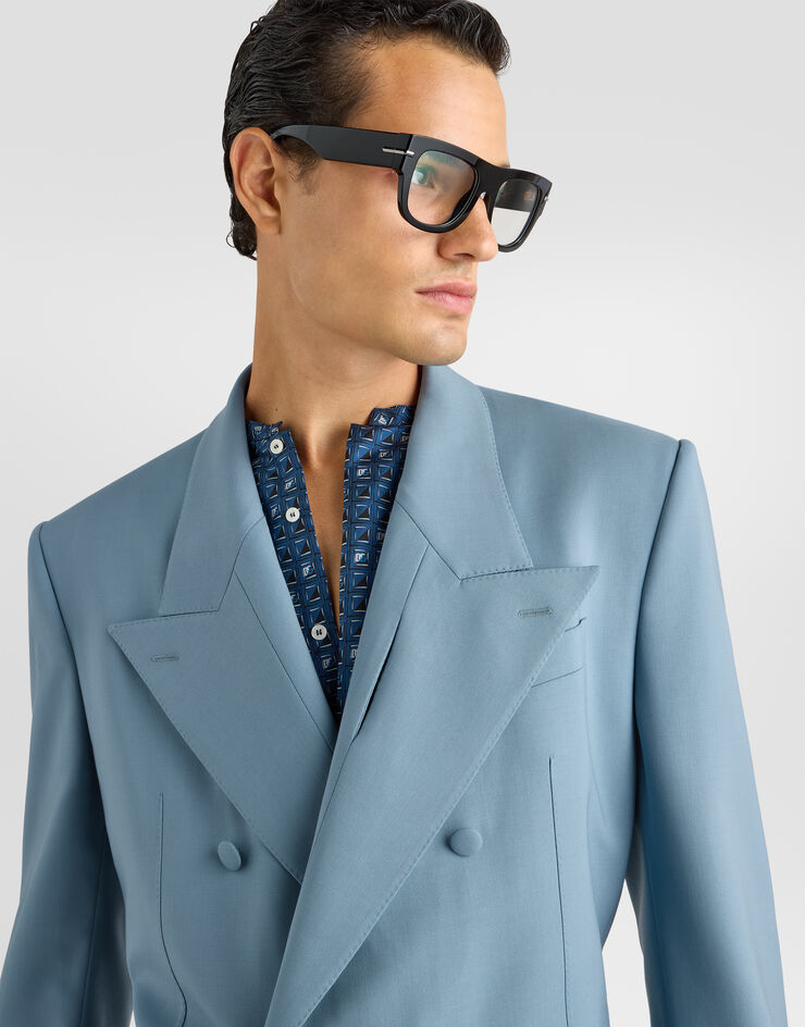 Dolce & Gabbana Double-breasted sinatra wool gabardine jacket Dolce & Gabbana Double-breasted sinatra wool gabardine jacket Black G2XE5TFUBG4