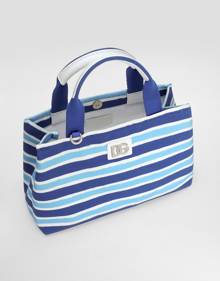 Dolce & Gabbana Canvas handbag with striped print Azure EB0116AF538