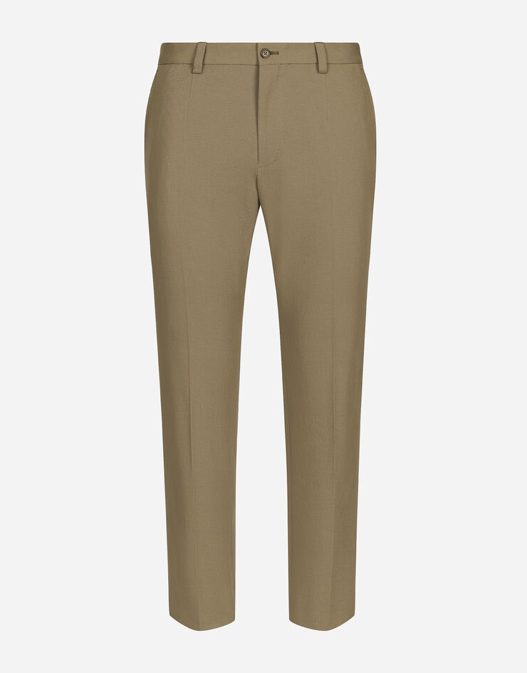 Dolce & Gabbana Stretch cotton and cashmere pants Brown GY6IETFUCE4