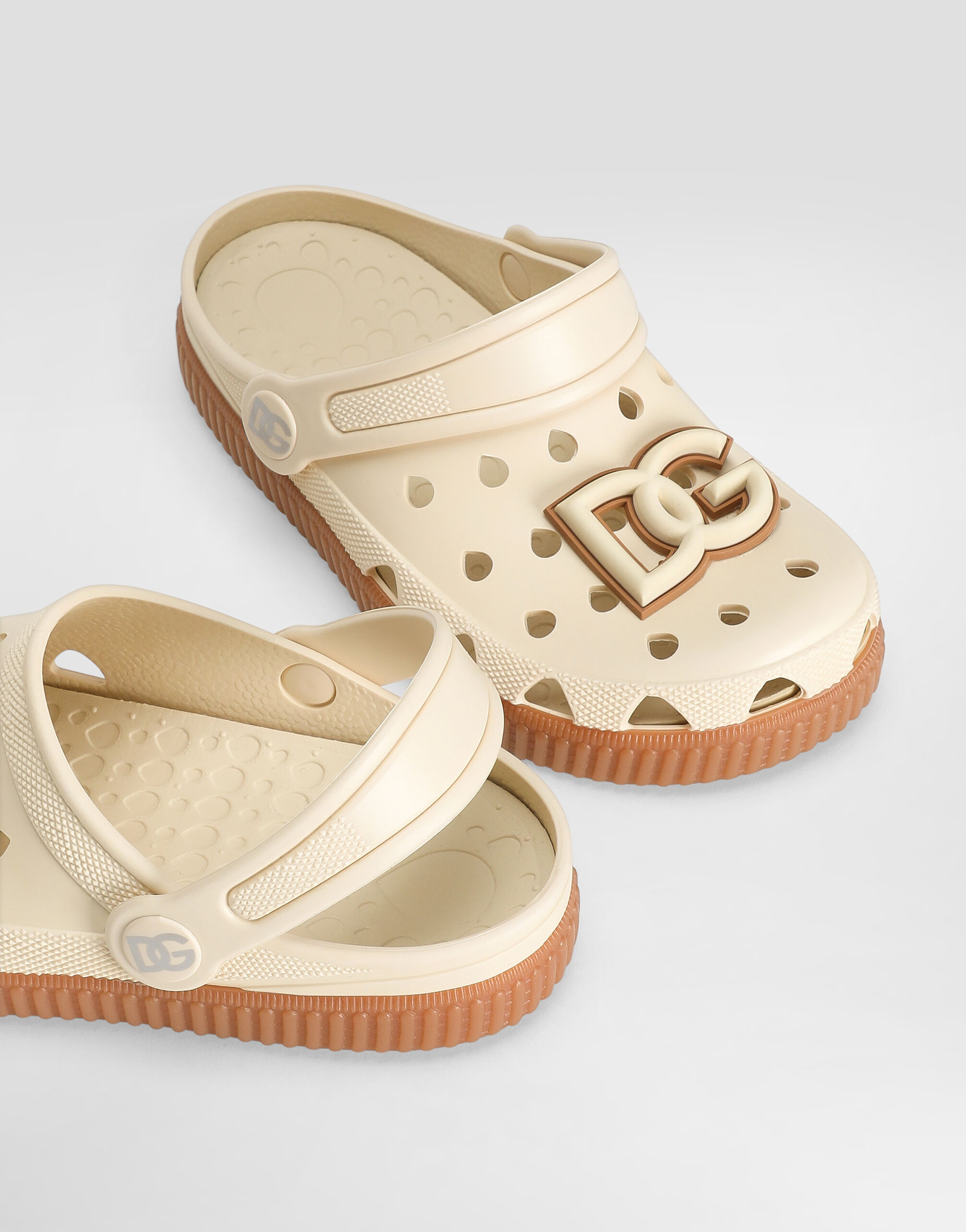 Rubber slip-ons with DG logo in Beige for Boys | Dolce&Gabbana®