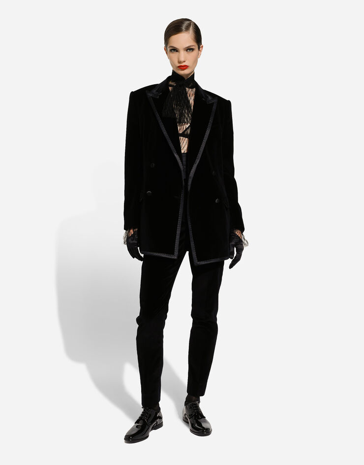 Dolce & Gabbana Double-breasted velvet tuxedo jacket Dolce & Gabbana Double-breasted velvet tuxedo jacket Black F297XTFUVG7