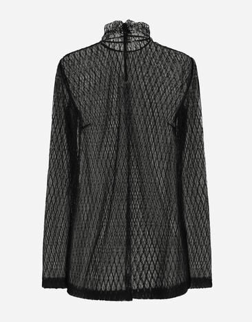 Dolce & Gabbana Bluse aus Netzgewebe Schwarz F7AI7TILMBD