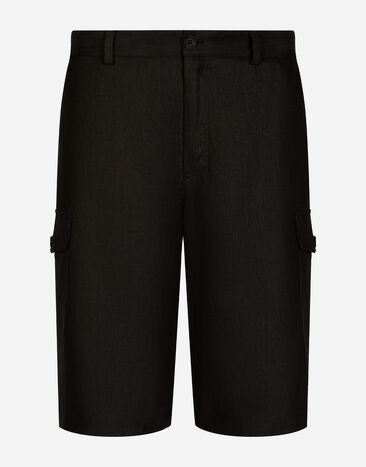 Dolce & Gabbana Linen cargo shorts with tag Print G5IF1THI1QA