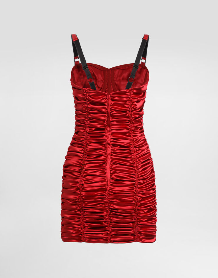 Dolce & Gabbana Minivestido drapeado de raso Burdeos F6TPXTFURAD