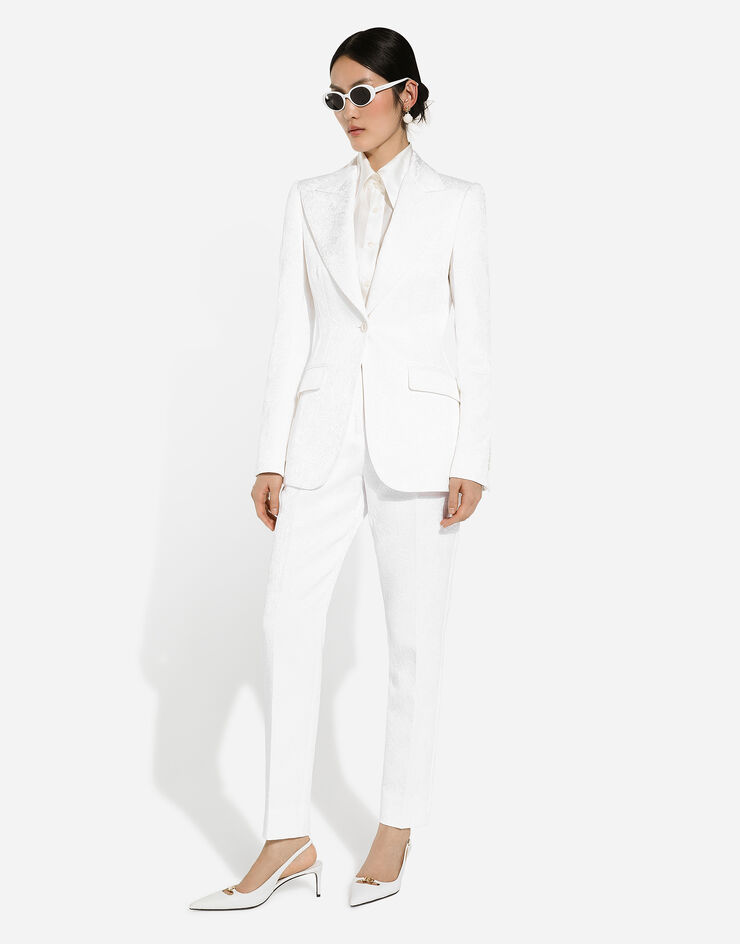 Dolce & Gabbana Pantaloni a sigaretta in broccato Bianco FTAM2TFJTBV