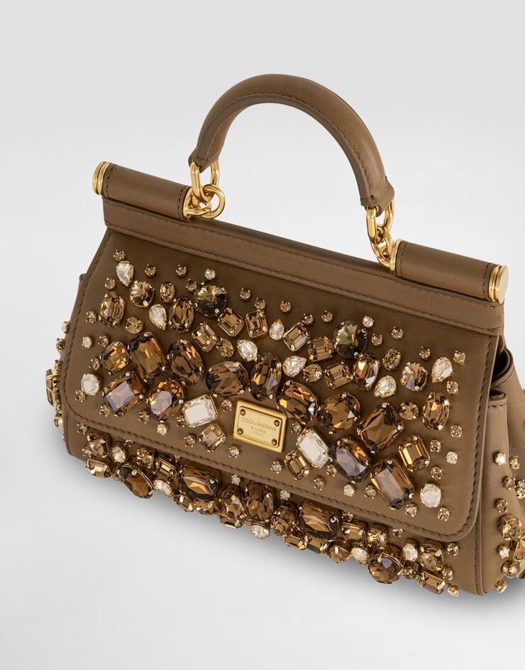 Dolce & Gabbana Sicily mini nappa leather handbag with embroidered bezels Multicolor BB7116C7341