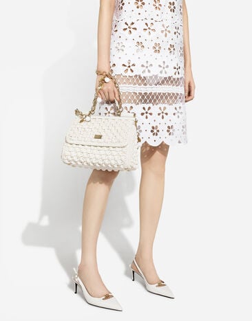 Dolce & Gabbana Large Sicily handbag in crochet raffia White BB6002AY208