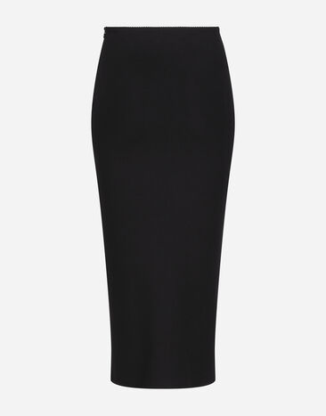 Dolce&Gabbana Jersey full Milano calf-length skirt Black F4CRJTFUGO7