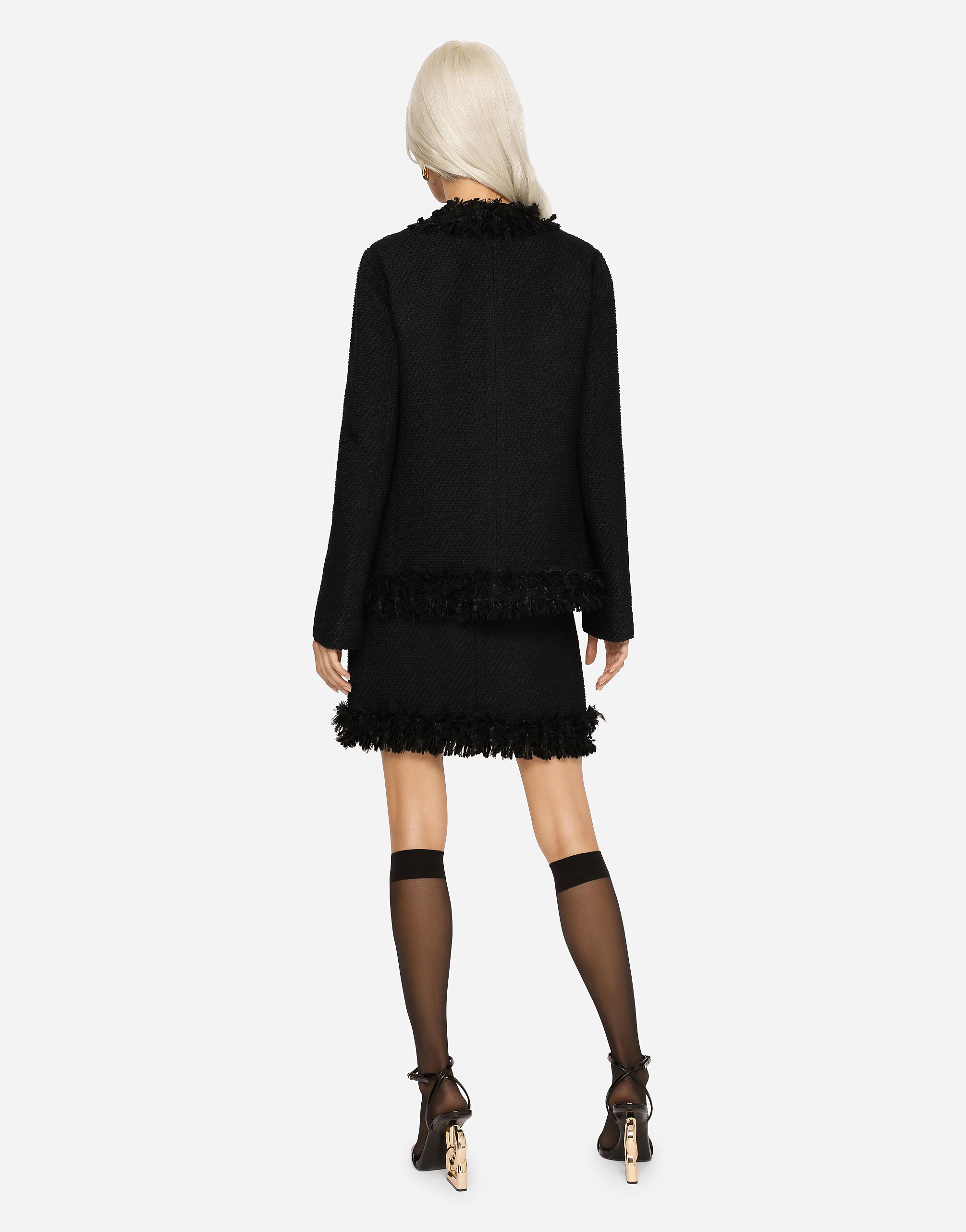 アウターその他 DOLCE  GABBANA Women Outer F297XTFUVG7 N0000 Black Floral lace jacket with satin details in Black for Women