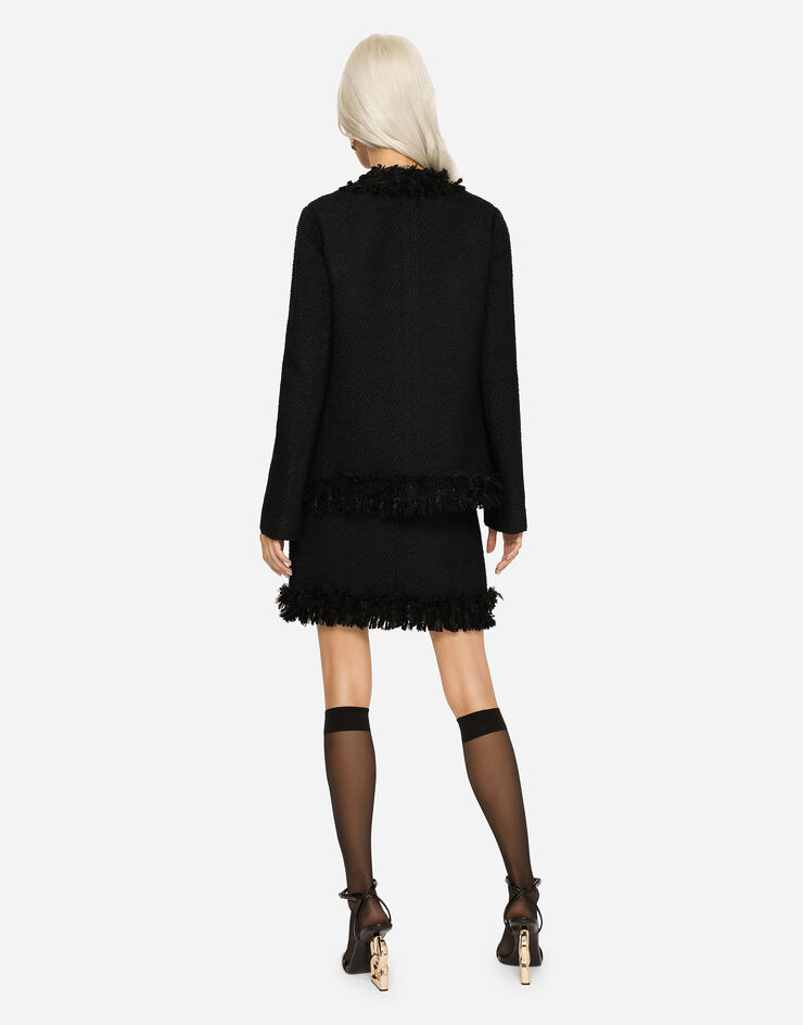 Dolce & Gabbana Single-breasted bouclé jacket Black F26CLTFU3JL