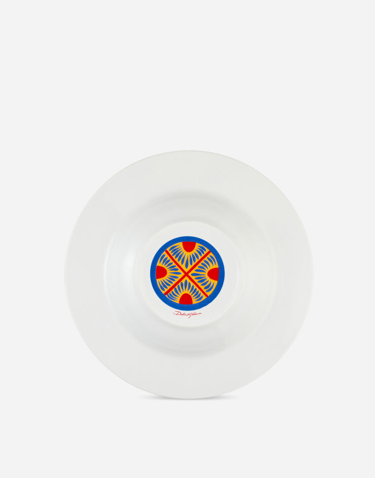 Dolce & Gabbana Set 2 Soup Plates in Fine Porcelain Multicolor TC0S05TCA11