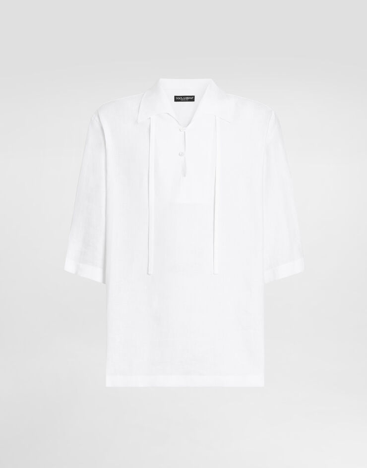 Dolce & Gabbana Camicia hawaii in lino Bianco G5OS3TFU4IK