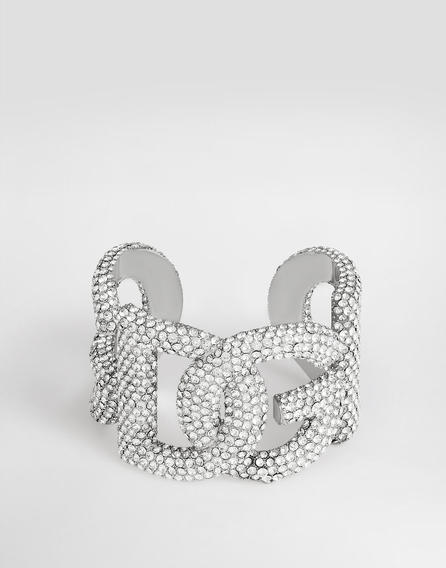 Rigid rhinestone-detailed bracelet with DG logo