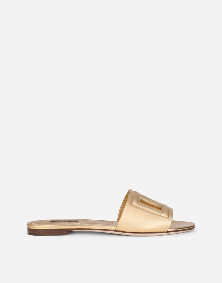 Dolce & Gabbana Nappa mordore slides with DG logo Gold CQ0436A1016