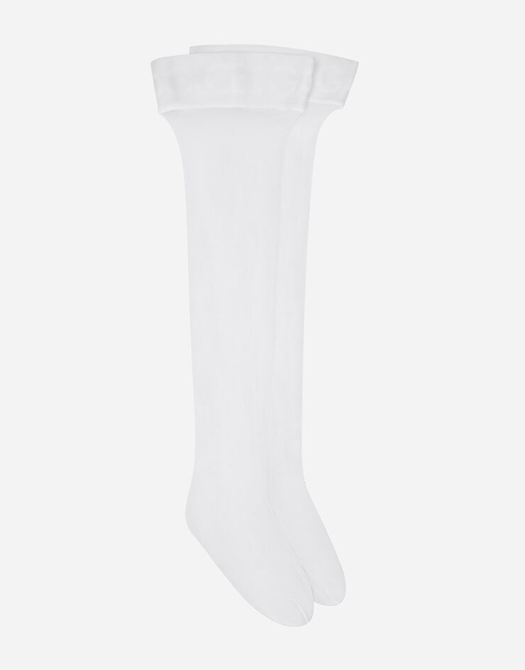 Dolce & Gabbana Medias parisinas con logotipo en cinta elástica Blanco O4A70TONO28