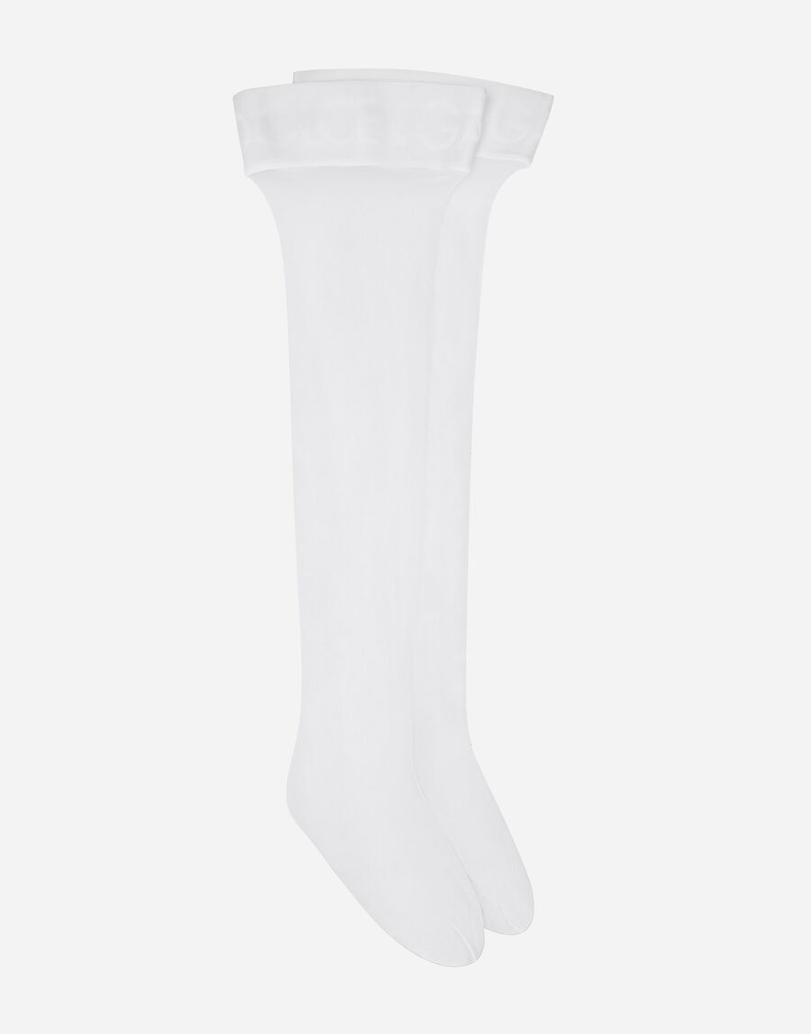 Hold-up stockings with branded elastic
