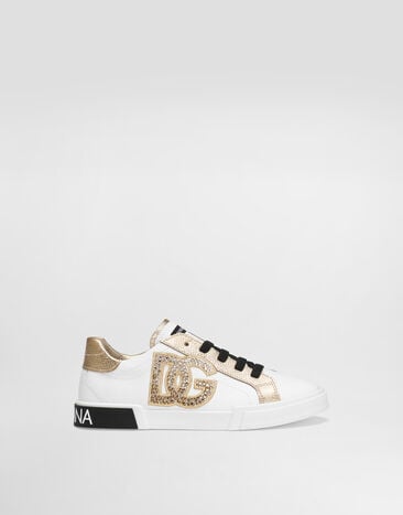 Dolce & Gabbana Sneaker in nappa e pelle di vitello dauphine laminata Bianco D11357AD780