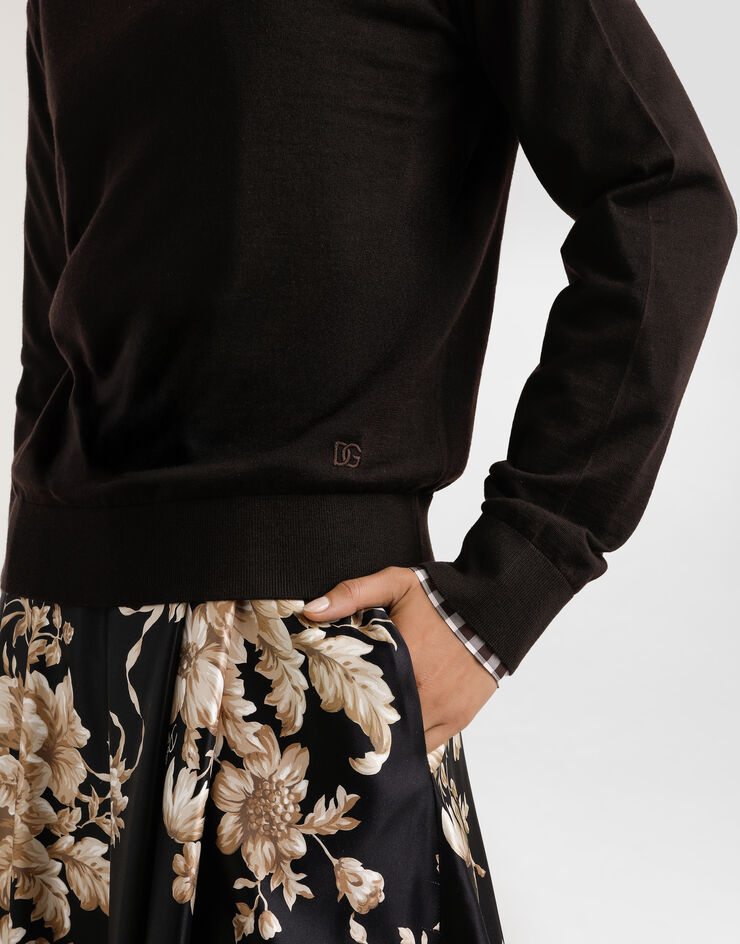 Dolce & Gabbana بلوفر كشمير بني FXXAGZJBW0P