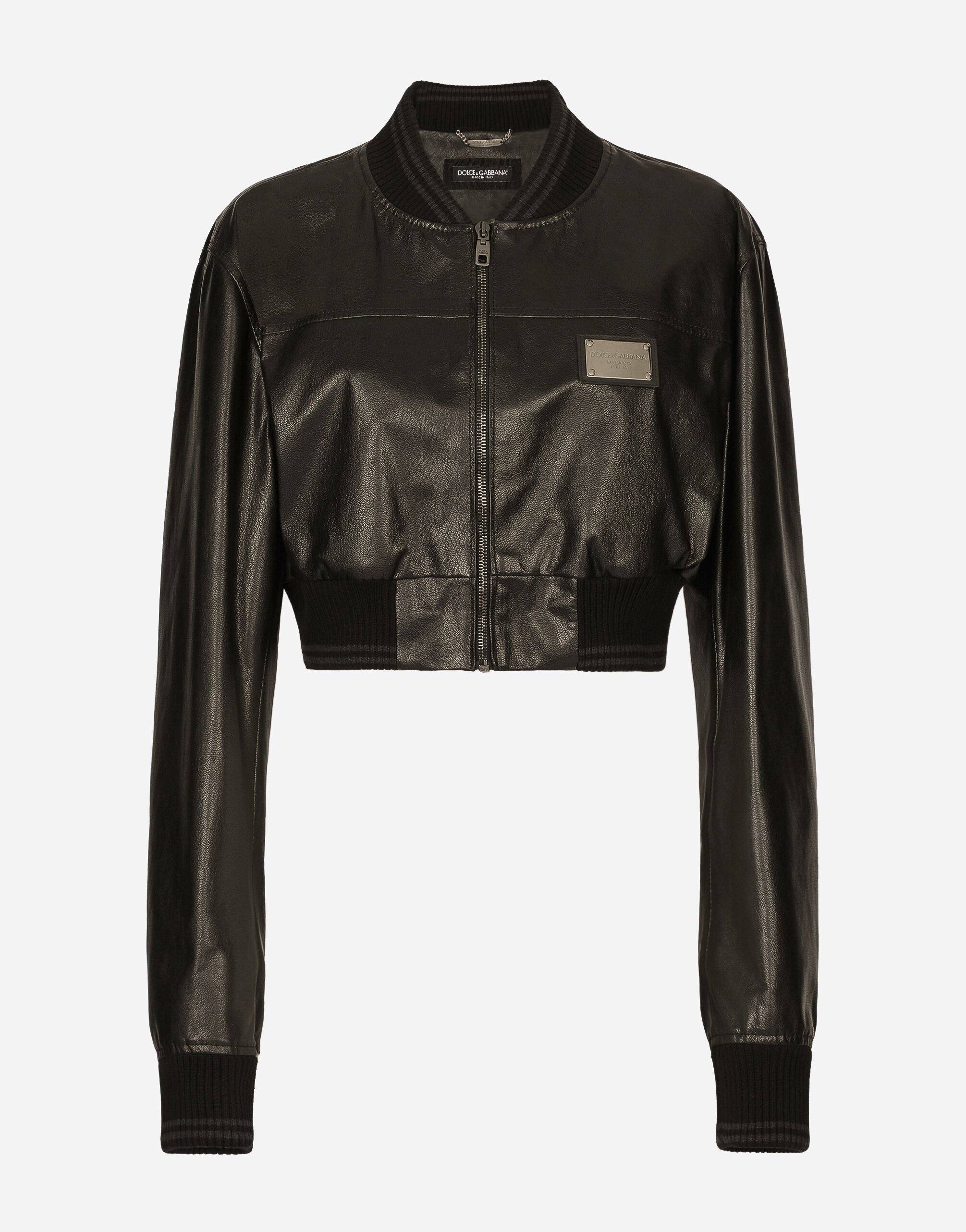 Dolce & Gabbana Short nappa leather bomber jacket with Dolce&Gabbana tag Black F0D1OTFUMG9