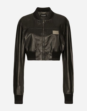 Dolce & Gabbana Short nappa leather bomber jacket with Dolce&Gabbana tag Black F0C3WTFMMHM