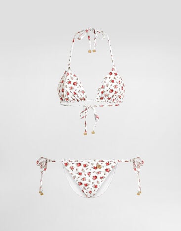 Dolce & Gabbana Small rose-print triangle bikini Multicolor O8A02JON0D1