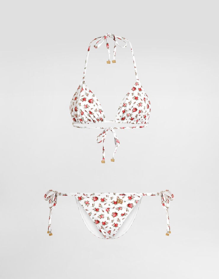 Dolce & Gabbana Bikini a triangolo stampa roselline Multicolore O8A02JON0D1