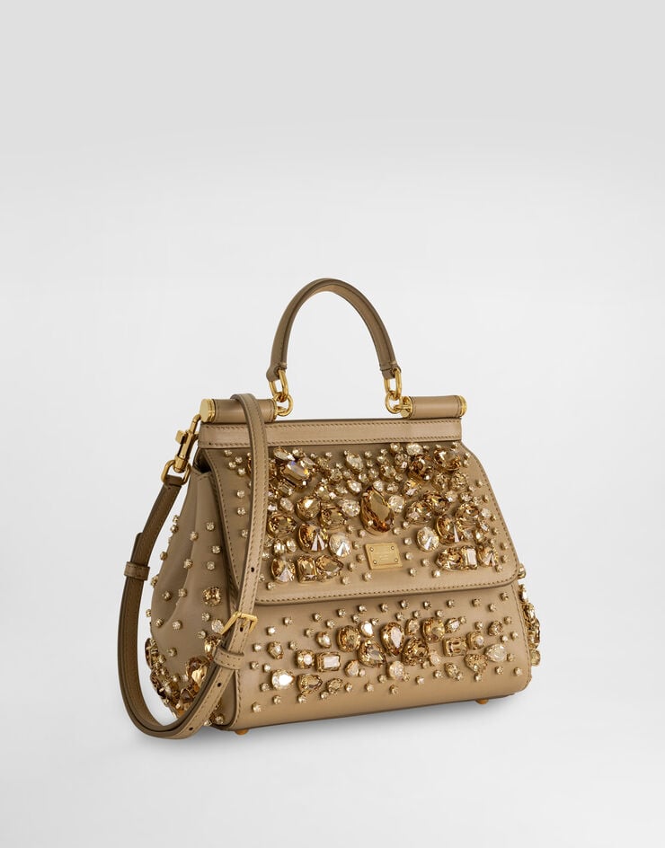 Dolce & Gabbana Sicily small nappa leather handbag with embroidered bezels Multicolor BB6003C7341