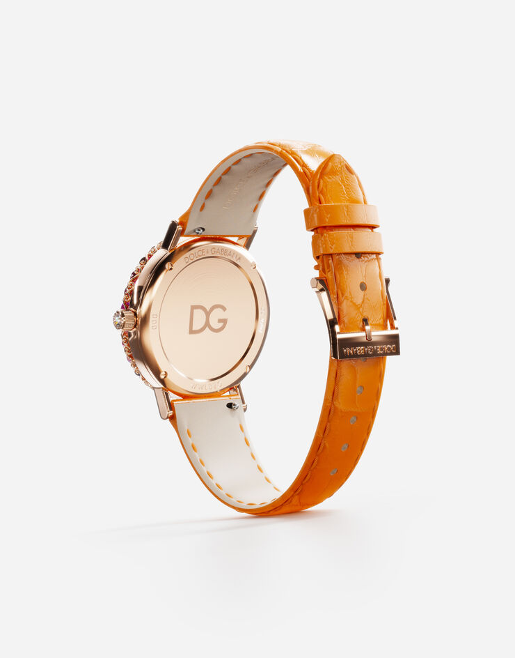 Dolce & Gabbana Iris watch in rose gold with multi-colored fine gems Orange WWLB2GXA1XA