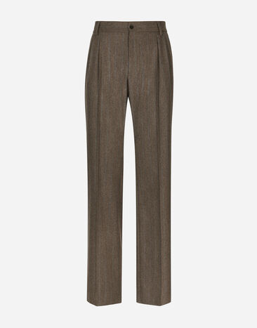 Dolce&Gabbana Pinstripe flannel straight-leg pants Grey G9AKHTFUFMU