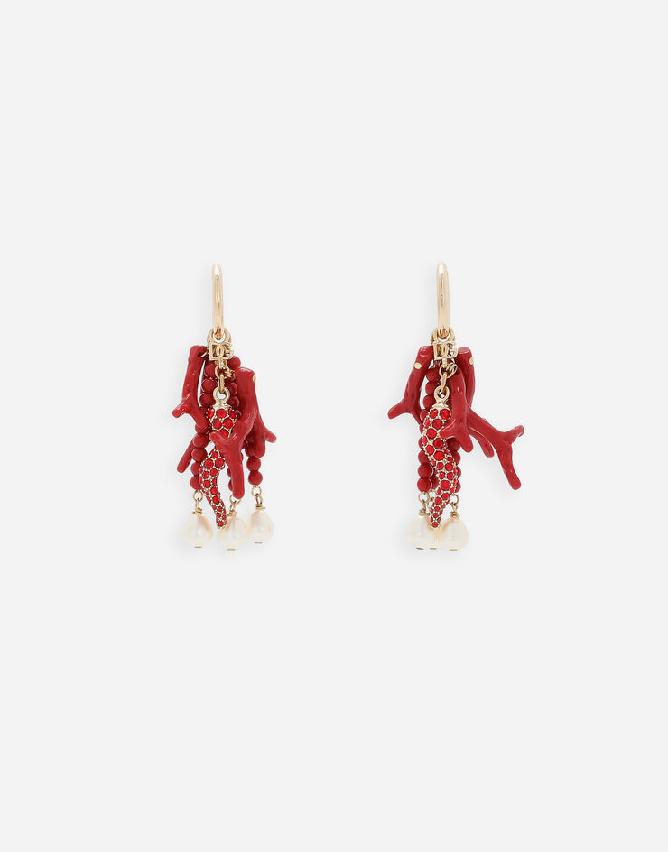 Dolce & Gabbana Criollas con cuerno, ramas de coral y perlas Dorado WEQ6A4W1111