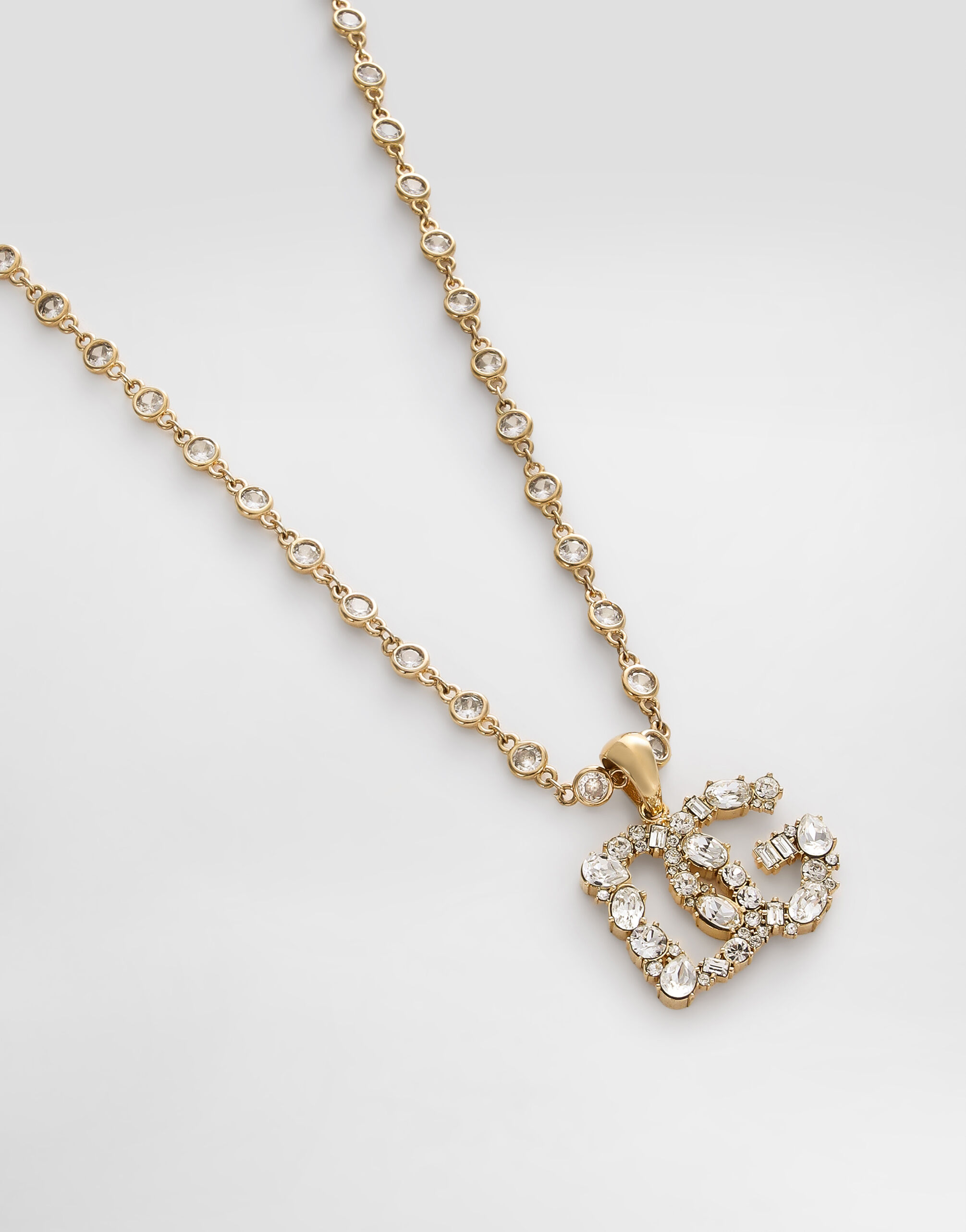 Necklace with rhinestone-detailed DG logo in Gold for Women