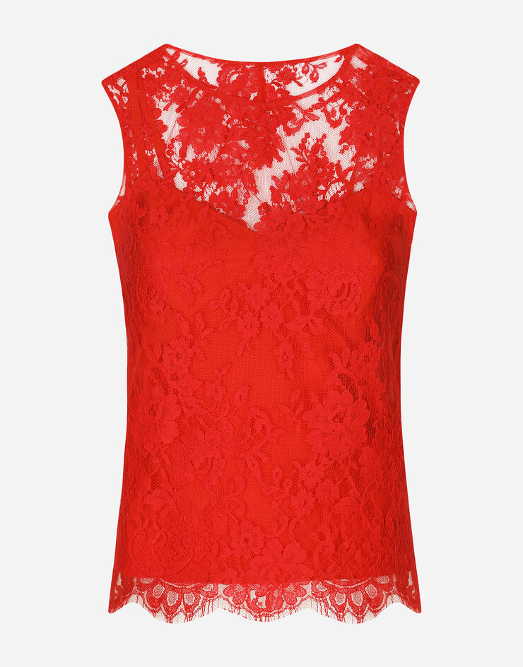 Dolce & Gabbana Top en dentelle de Chantilly florale Rouge F772CTHLMU0