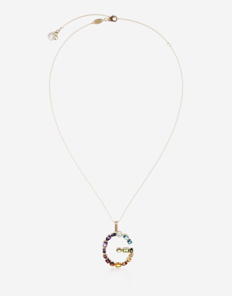 Dolce & Gabbana Pendente G Rainbow Alphabetcon gemme multicolor Oro WAMR2GWMIXG