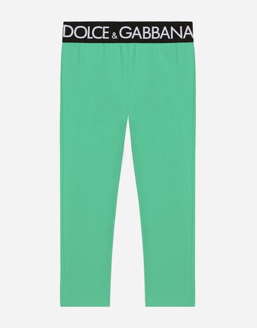 Dolce & Gabbana Interlock leggings with branded elastic Green L5JP3JG7E3K