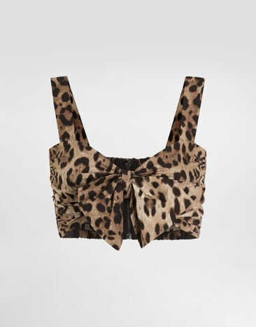 Dolce & Gabbana Poplin top with leopard print Multicolor F74H5THS5E3